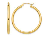 14K Yellow Gold Lightweight Tube Hoop Earrings (2.5mm)
